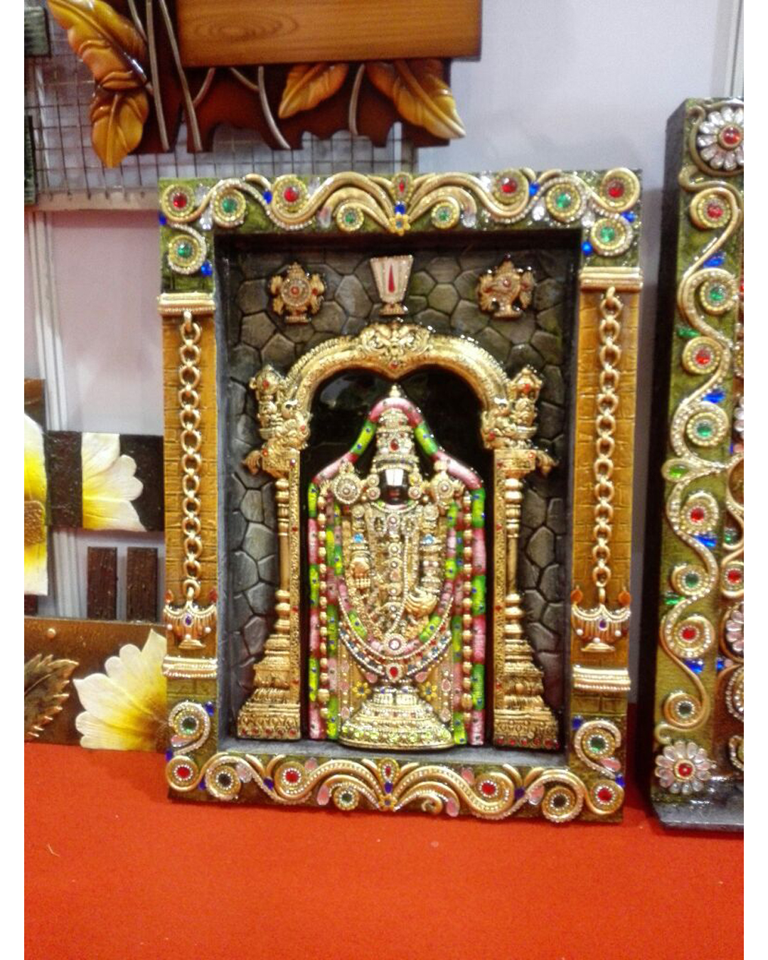 Riddhi Siddhi Art Creations - Ornate Golden Kirtimukha Balaji Frame Mural